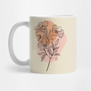 floral line drawing neutral color block Mug